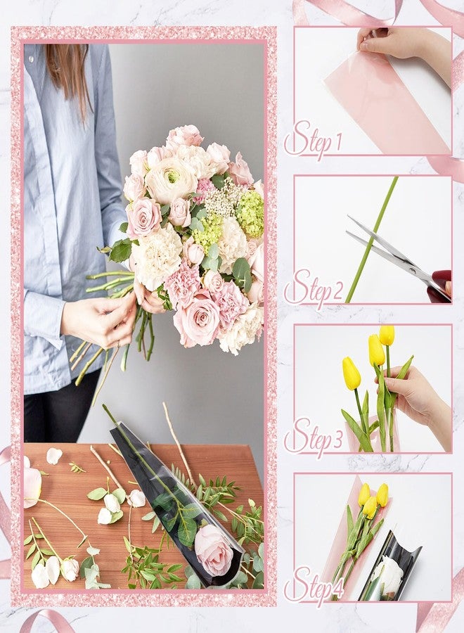 Whaline 150 Pieces Single Rose Sleeve White Pink Black Single Flower Wrapping Bags Plastic Single Flower Packaging Cellophane Sleeves for Wedding Birthday Mother's Day Valentine's Day, 3 Colors - Image 3